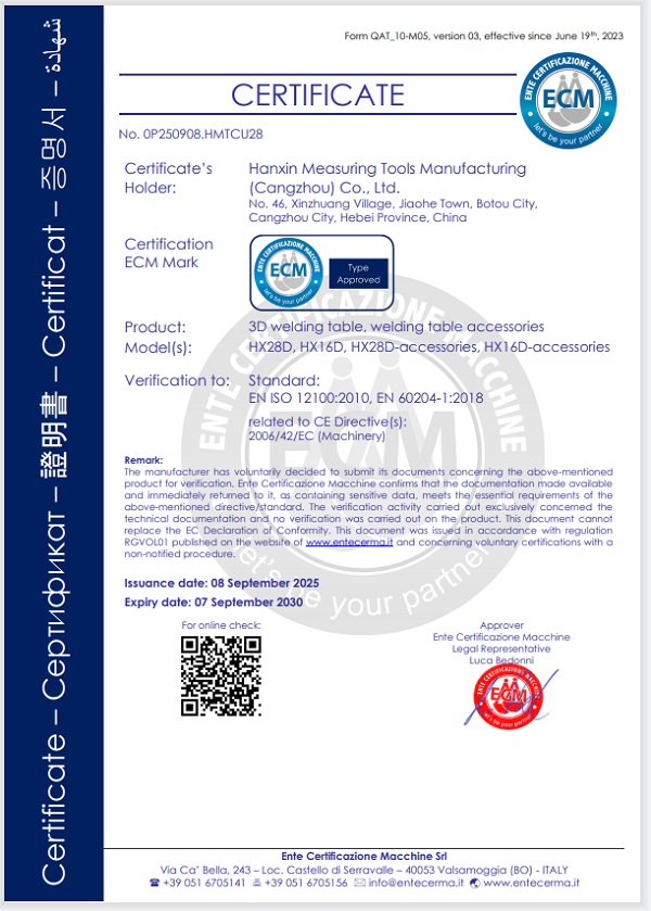 Hanxin Measuring Tools  Achieves CE Certification for Its Cast Iron surface plates